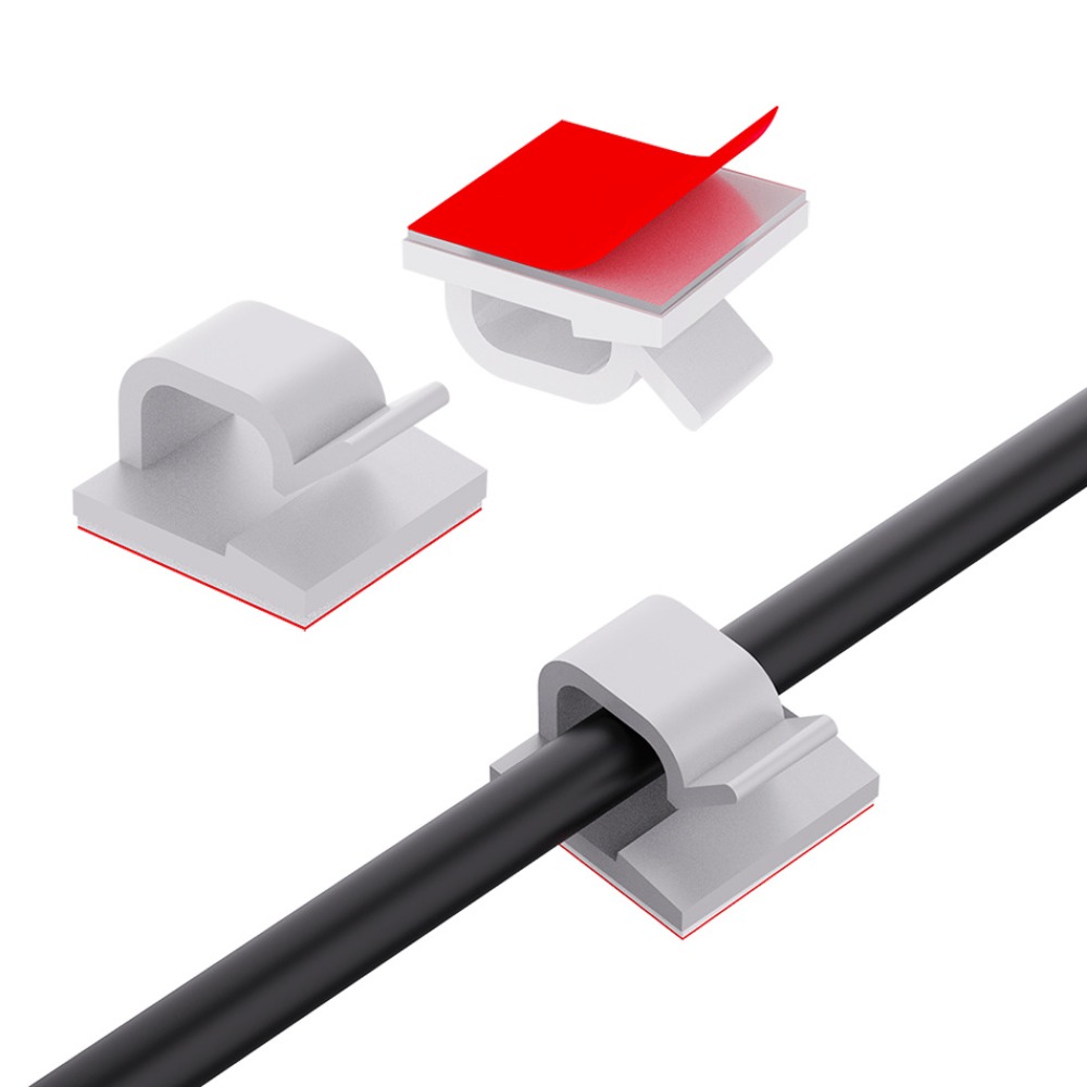 Desk Cable Organizer - مشبك كابلات بلاستيكي شفاف على شكل