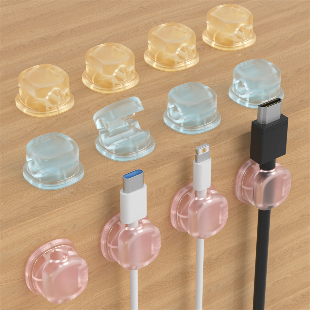 Desk Cable Organizer - 3 منظمات كابلات مغناطيسية شفافة بألوان