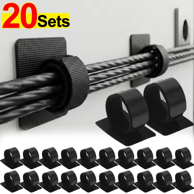 Desk Cable Organizer - حاملات كابلات لاصقة تحت المكتب، منظم