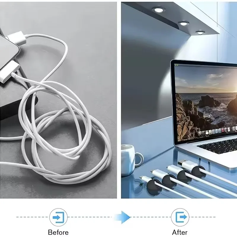 5/50 قطعة مشبك كابل اللفاف الم - مراجعة Desk Cable Organizer وسعره