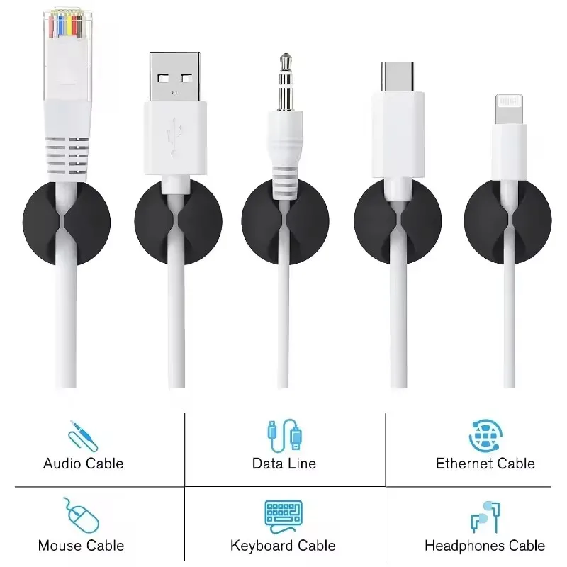 5/50 قطعة مشبك كابل اللفاف الم - مراجعة Desk Cable Organizer وسعره