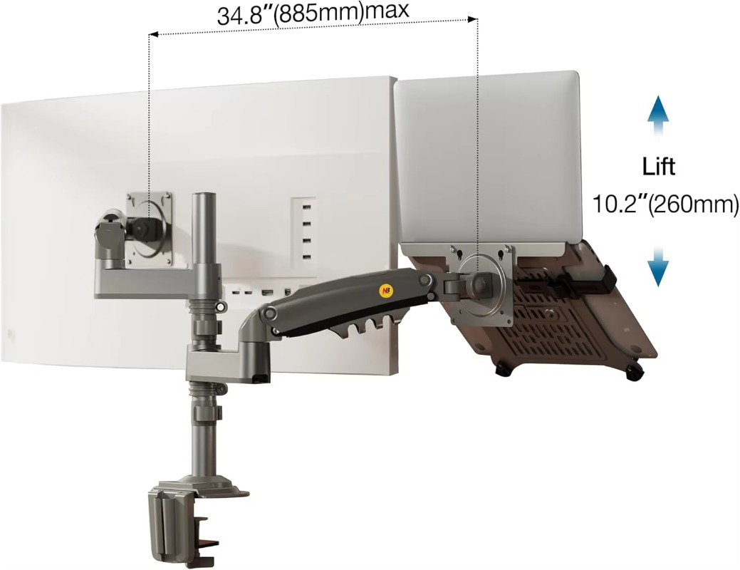 حامل كمبيوتر محمول كومبو 2 في  - مراجعة Dual Monitor Arm وسعره