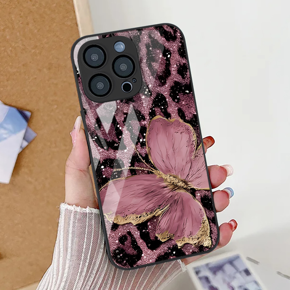 فراشة ليوبارد طباعة جراب هاتف  - مراجعة Pc Case Tempered Glass وسعره